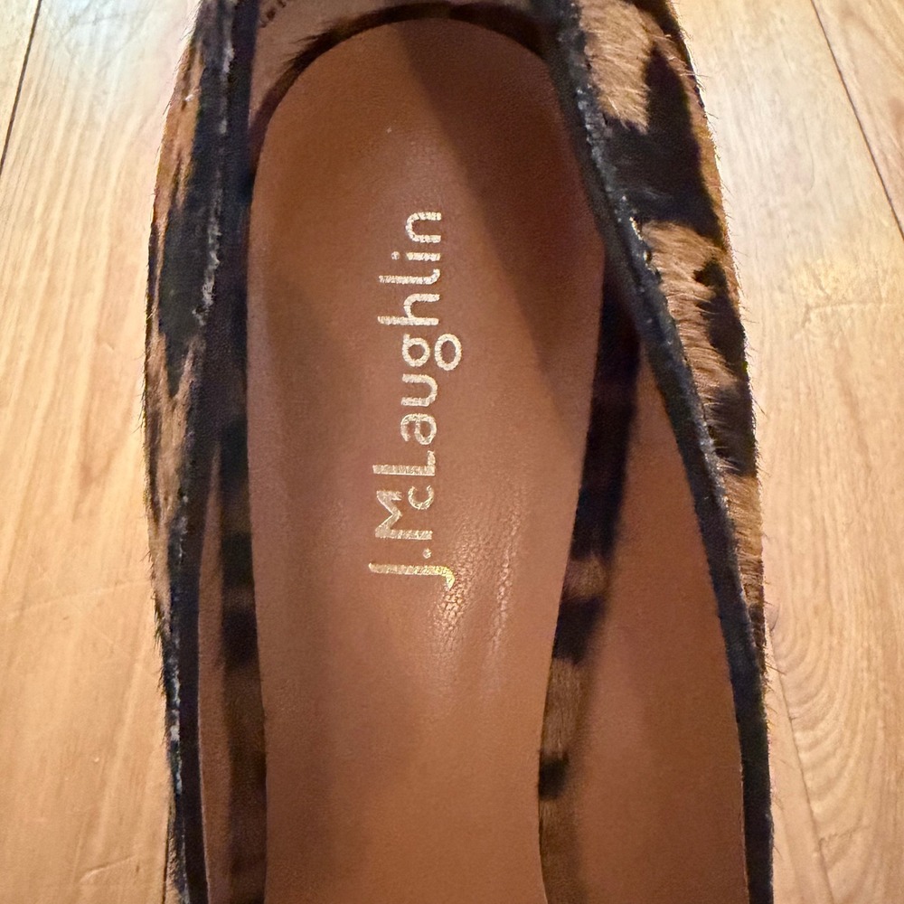 J.McLaughlin Mila Leopard Print Calf Hair Block Heel Pumps Brown Womens 7.5M - Picture 6 of 7